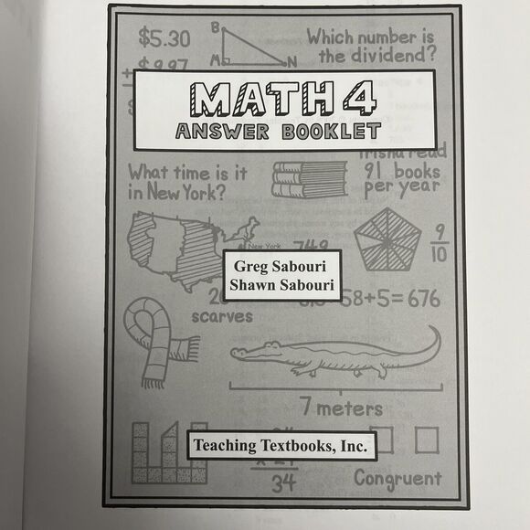 Math 4 Teaching Textbooks Answer Booklet By Greg and Shawn Sabouri Homeschool - Picture 4 of 7